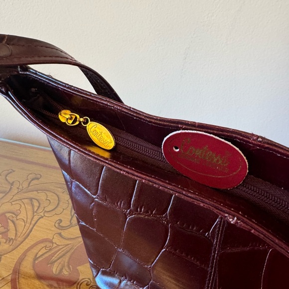 DRAMATIC PRICE DROP: VINTAGE Burgundy CROCODILE-EMBOSSED LEATHER by CONTESSA - Picture 5 of 5